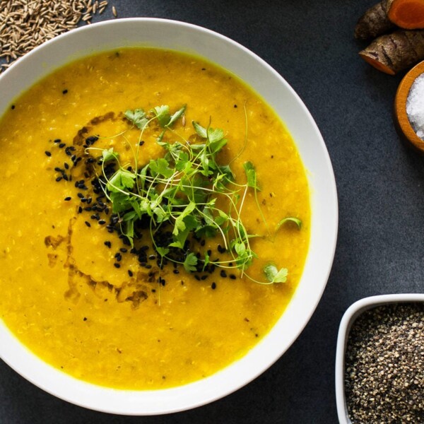 Spicy Middle Eastern Lentil Soup: top view