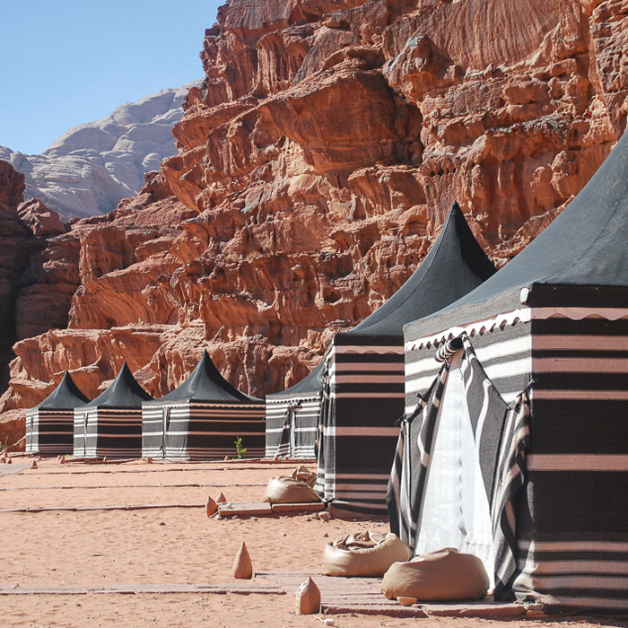 tents in Wadi Rum, Jordan