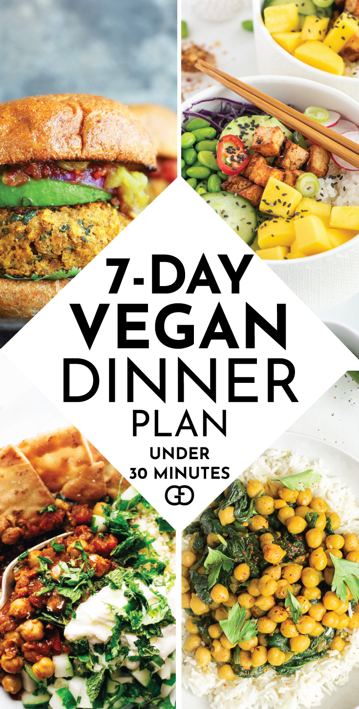 7-Day Easy Vegan Dinner Recipes [Meal Plan] - Gathering Dreams