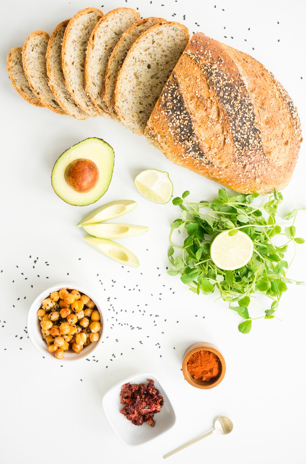 Ingredients to make vegan avocado toast