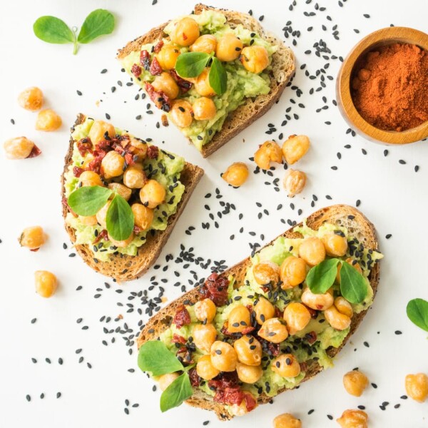 Top view of vegan avocado toast