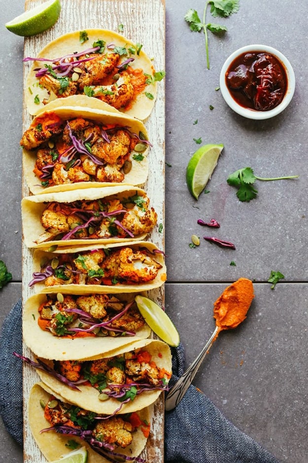 Roasted Cauliflower Tacos With Chipotle Romesco: Healthy Meal Prep Ideas Ready in 30 minutes or less
