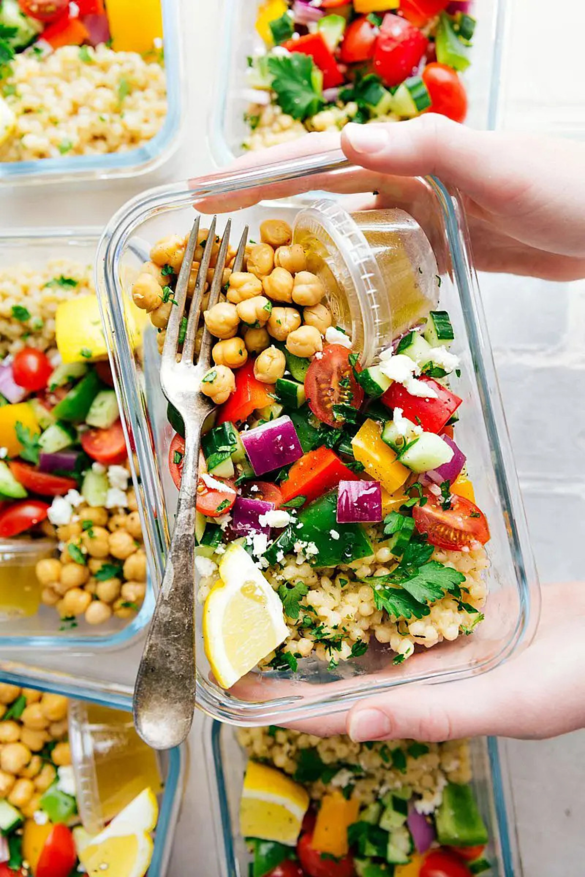 Greek Couscous Salad  in meal prep container