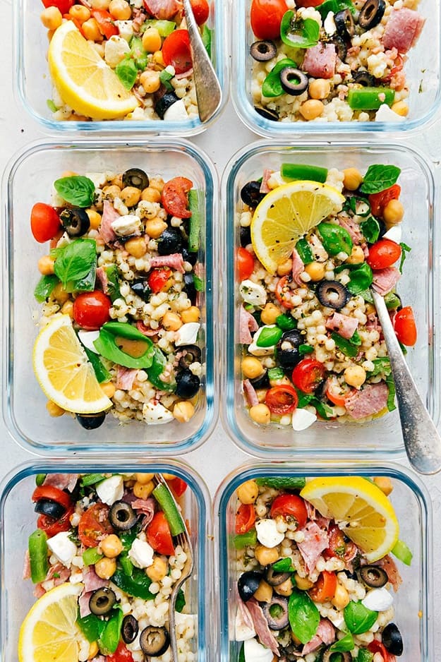 Italian Couscous Salad  in meal prep container