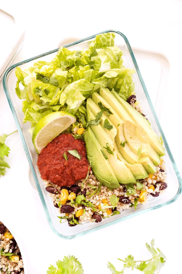 Meal Prep Vegetarian Quinoa Burrito Bowls: Meal Prep Ideas Ready in 30 minutes or less