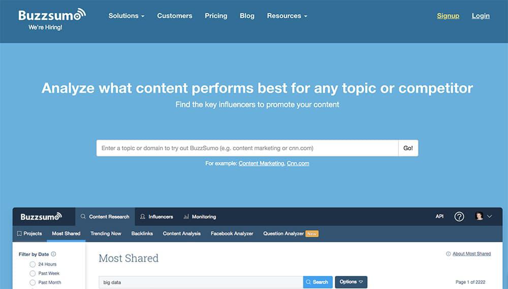 Buzzsumo homepage