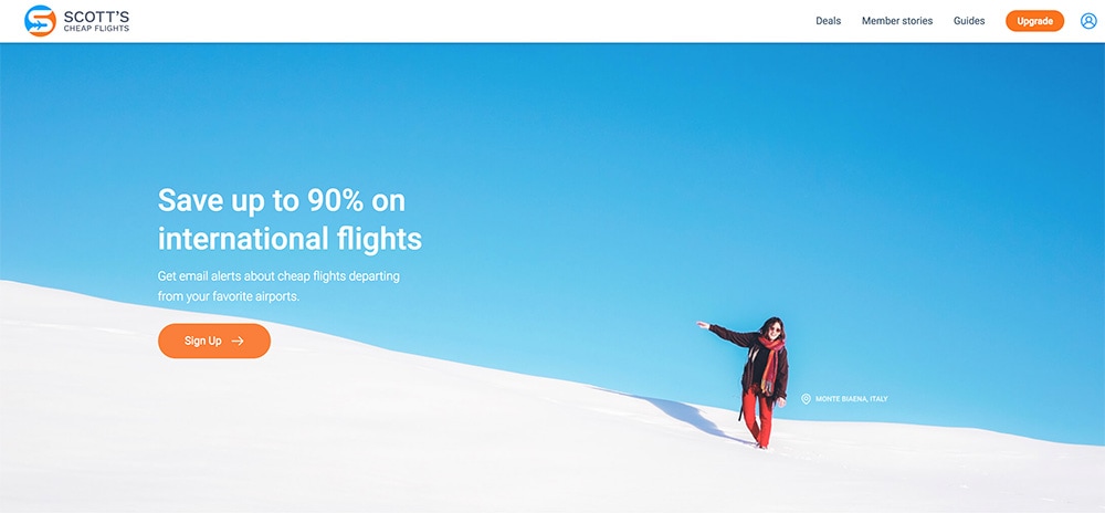 screenshot of Scott's cheap flights