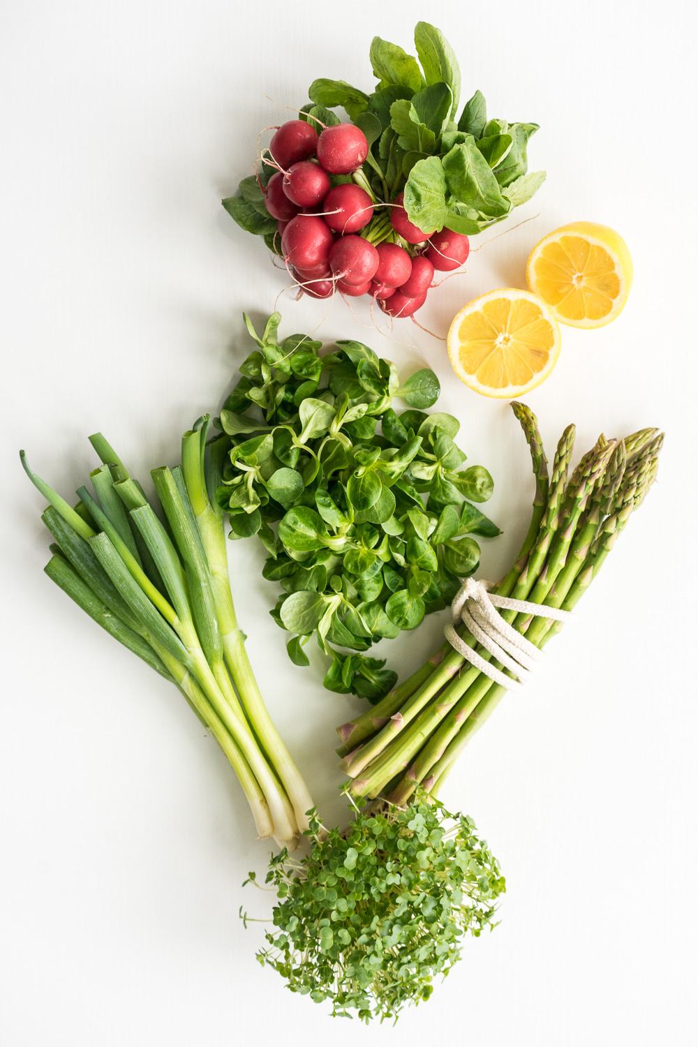 Top view of ingredients needed to make this salad
