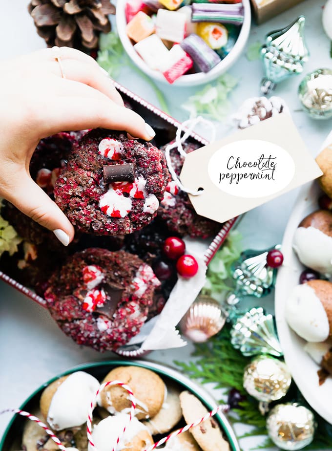 Vegan Chocolate Chunk Cookies with Peppermint