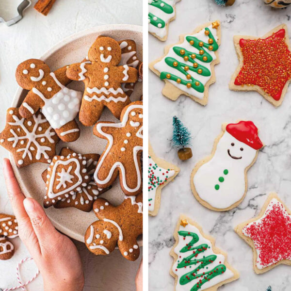 collage of vegan Christmas cookies