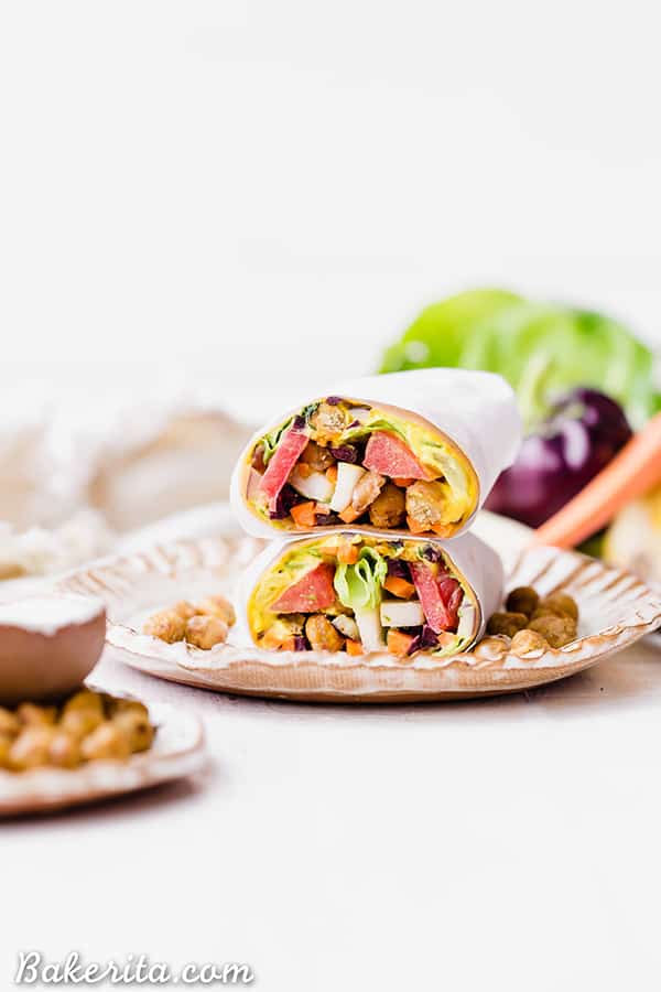 Roasted Chickpea Veggie Wrap by Bakerita