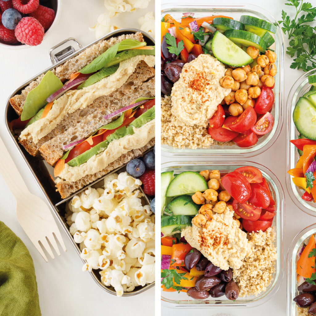 collage of vegan meal prep recipes