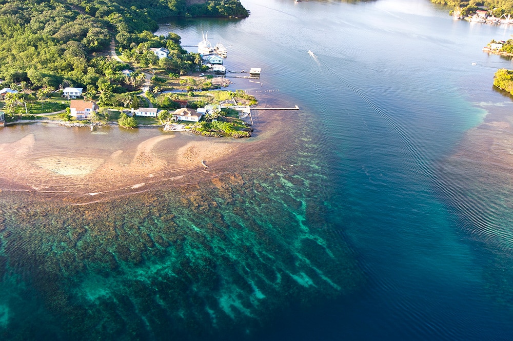 Fantastic reefs and clear water on Roatan Island, Honduras: one of the cheapest places to visit in Central America