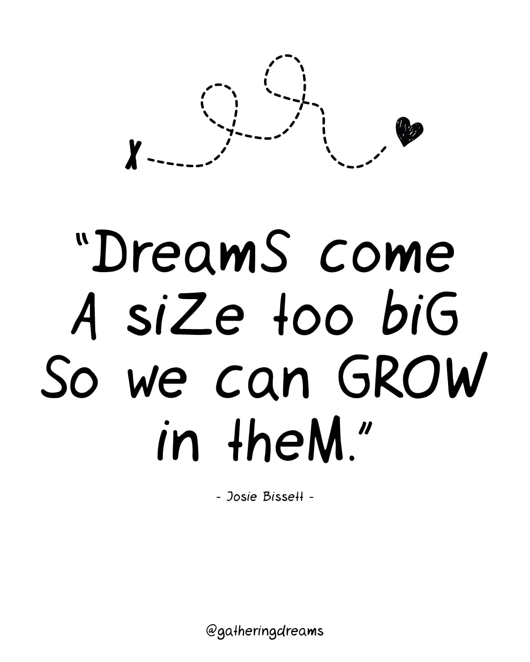 Josie Bissett quote: Dreams come a size too big so we can grow