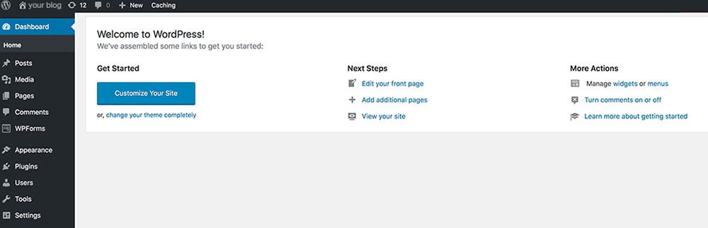 Log in to your new blog: your WordPress dashboard