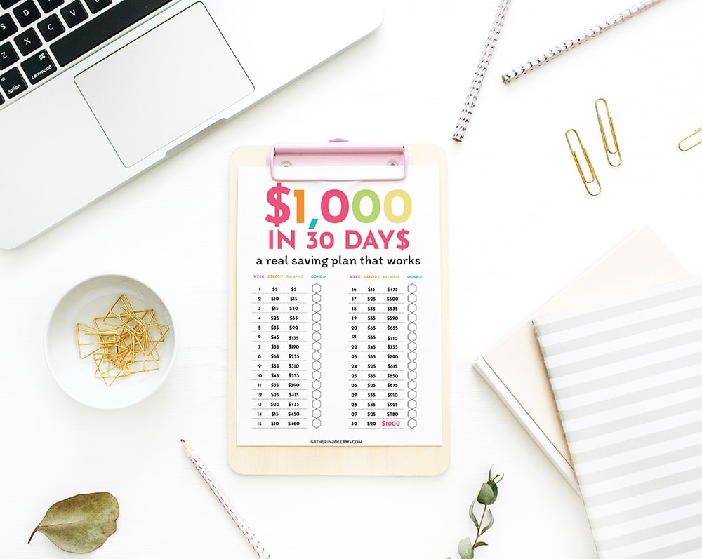 Cómo ahorrar $1000 en 30 días: consejos para ahorrar dinero con un pdf imprimible gratis