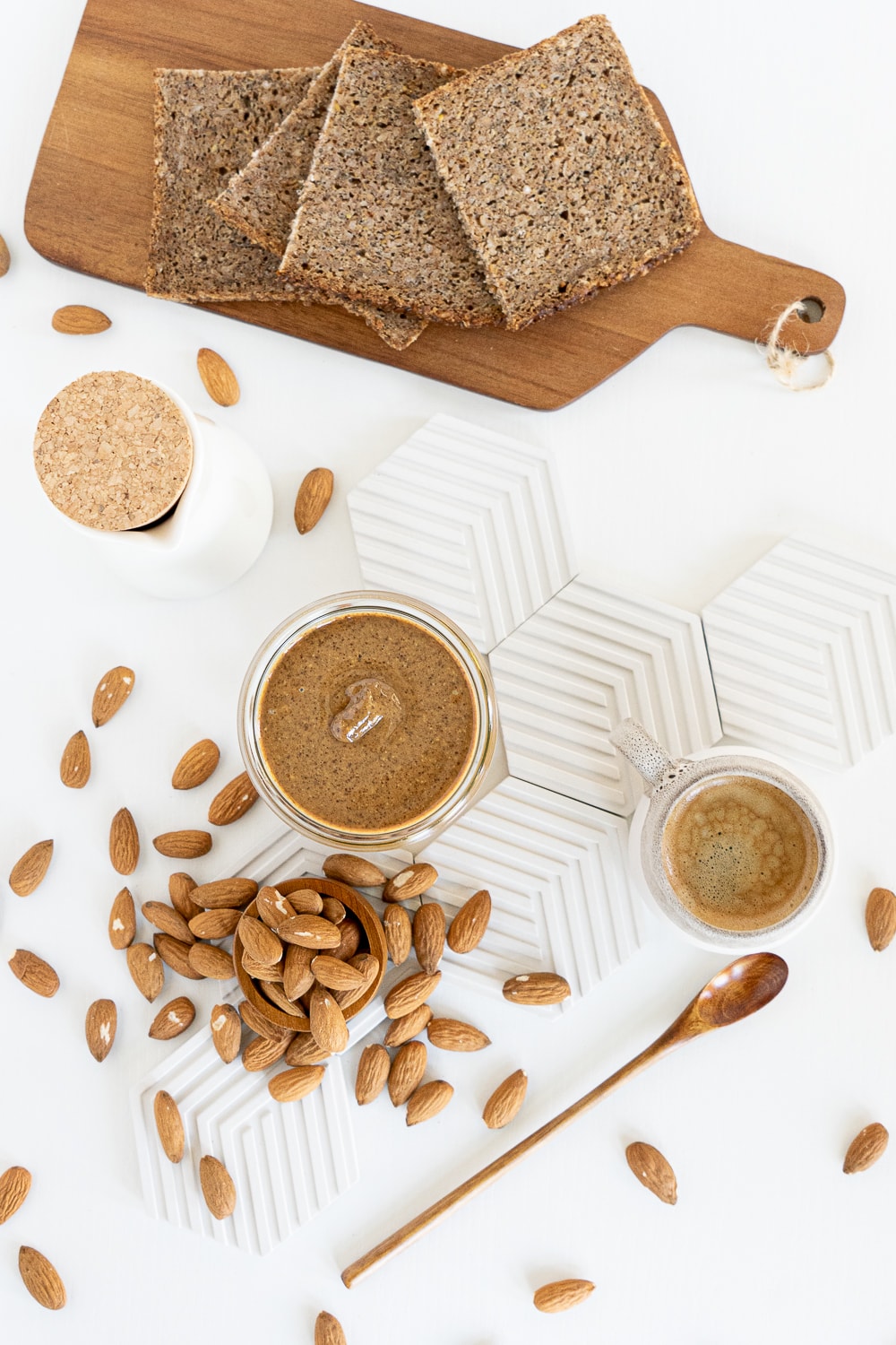 Top view of jar with almond butter