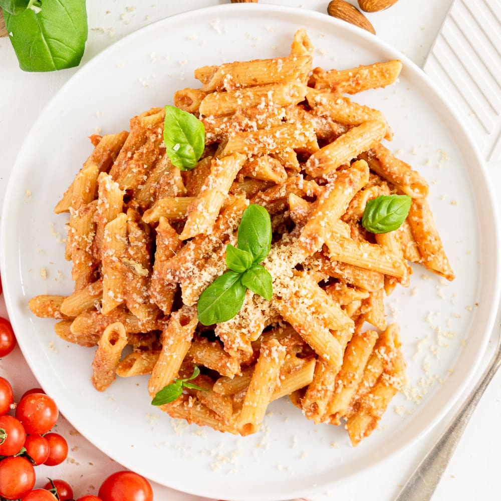 No-Cook Creamy Tomato Pasta - Gathering Dreams