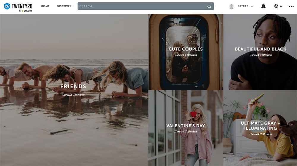 Screenshot of Twenty20 homepage: one of the best places to sell photos online