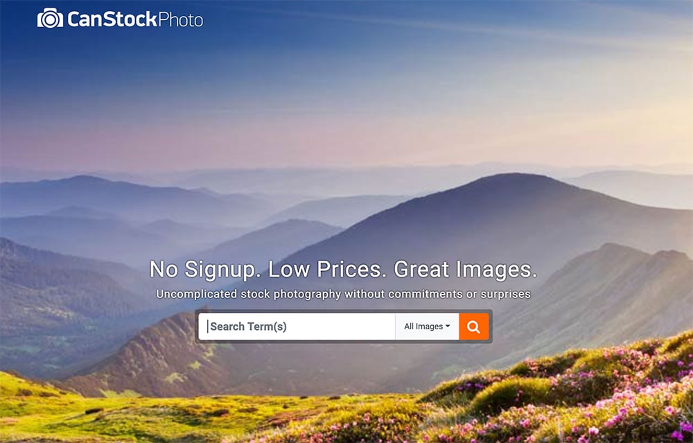Screenshot of CanStockPhoto homepage: one of the best places to sell photos online
