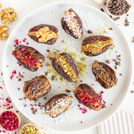 Top view of stuffed dates