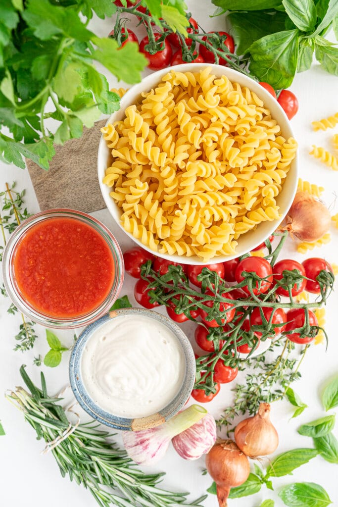 Vegan Creamy Tomato Pasta With Herbs - Gathering Dreams