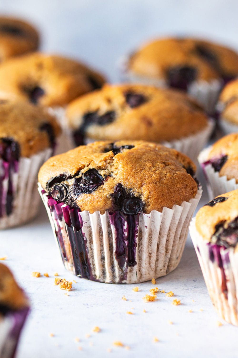 Healthy Blueberry Muffins by Lazy Cat Kitchen