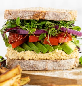 Close up avocado sandwich