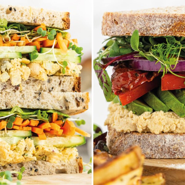 two vegan sandwiches side by side