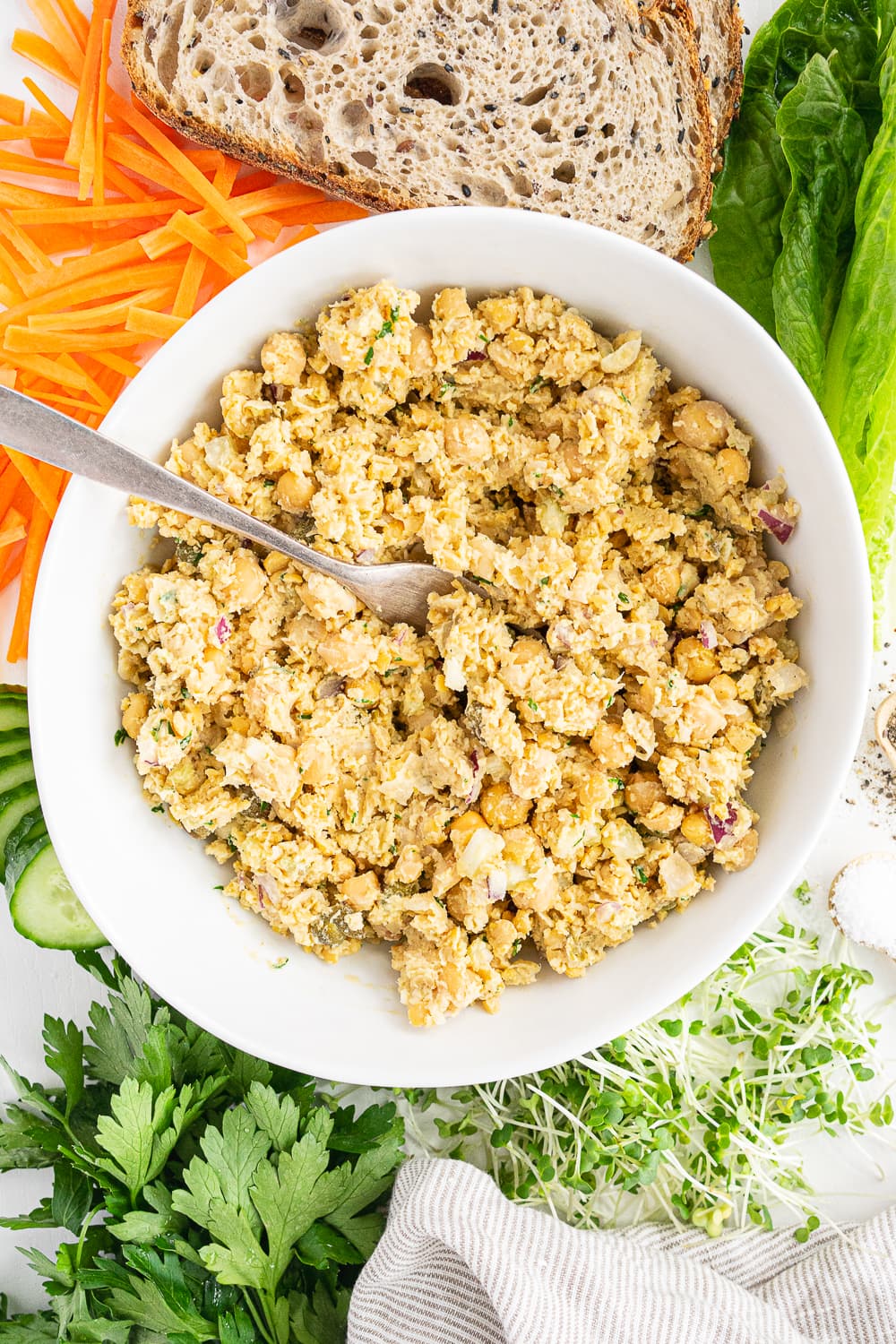 Bowl with chickpea salad