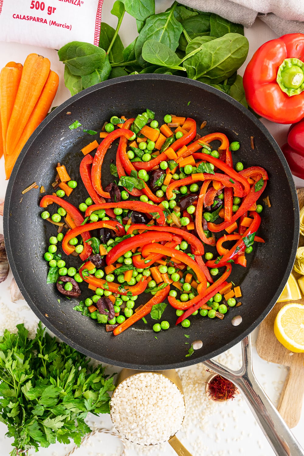 Vegetables cooking in a pan