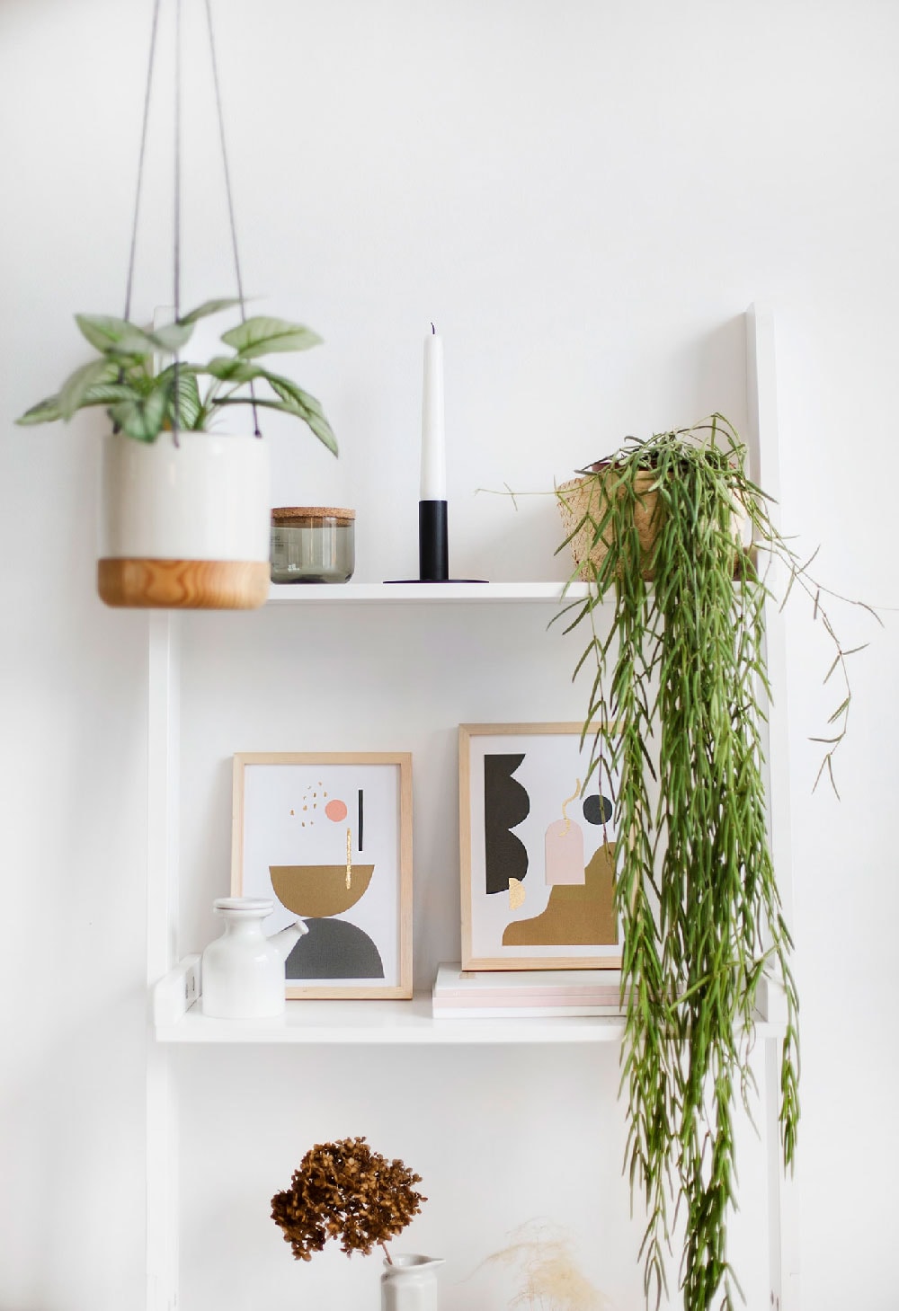 Printable artwork on shelves