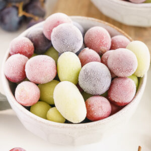 Frozen grapes in a bowl