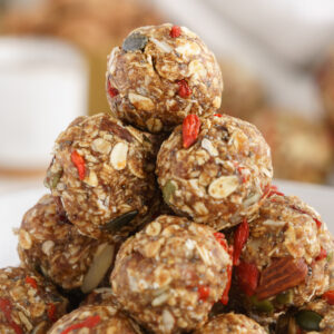 Close up of granola balls