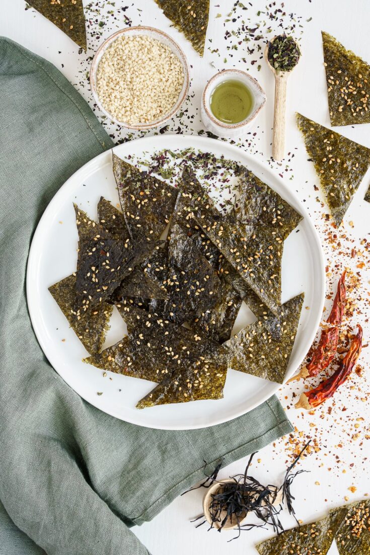 Nori chips on a plate