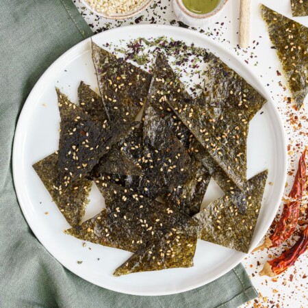 Nori chips on a plate