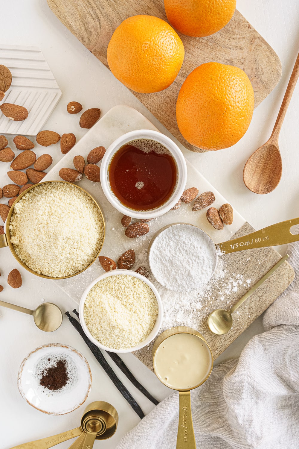 ingredients to make almond crescent cookies