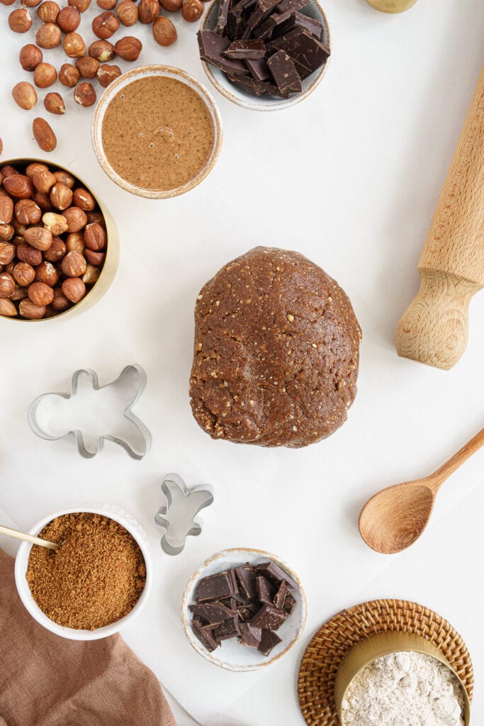 the dough to make gingerbread man sandwich cookies