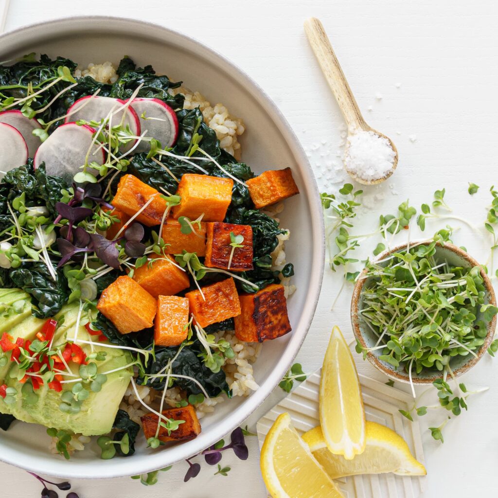 Close up of salad with garnish
