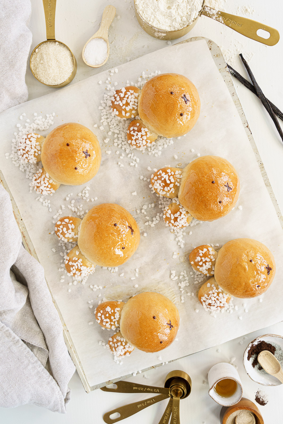 Tray of brioche bunnies ready to serve.