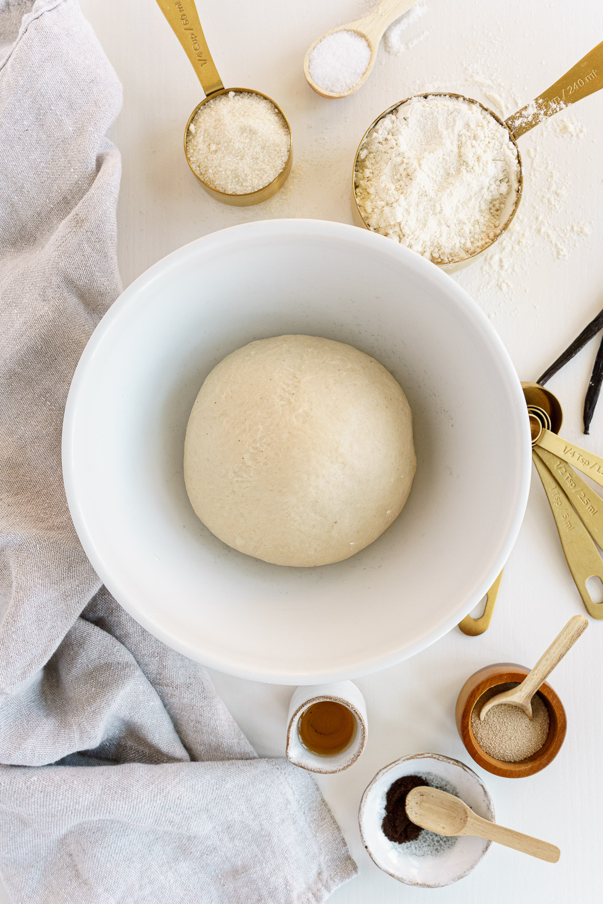 Dough in the bowl after kneading.