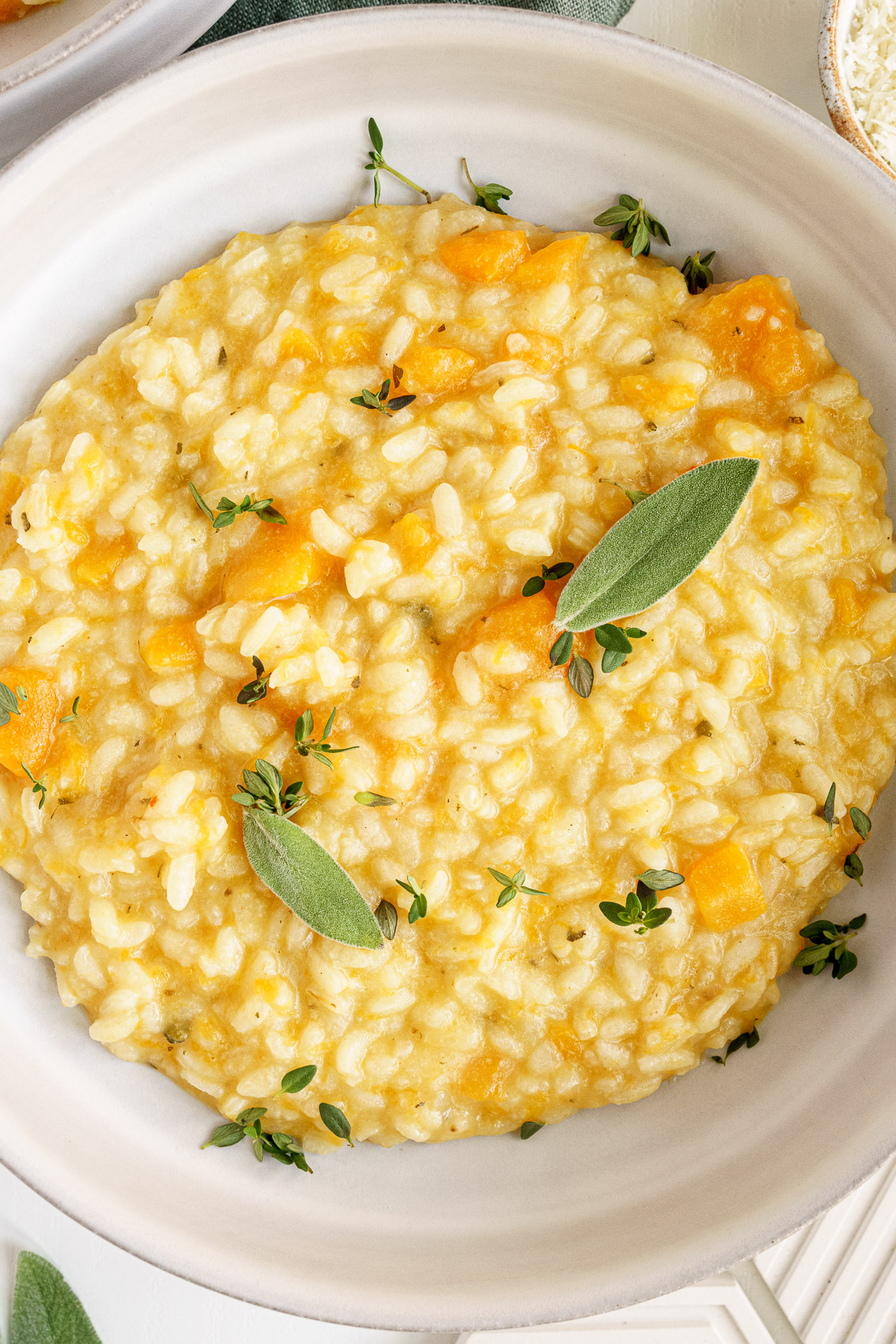 Cooked butternut squash risotto ready to eat.