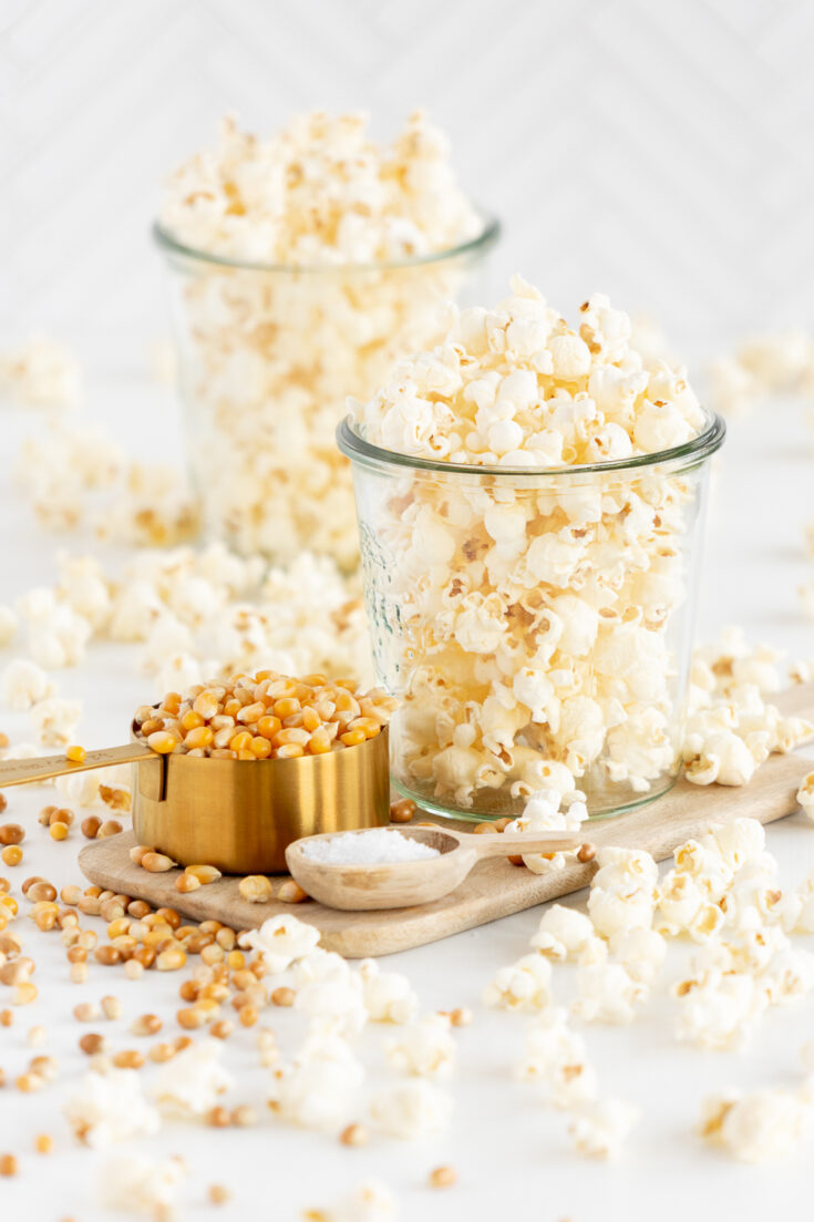 air popped corn in mason jars