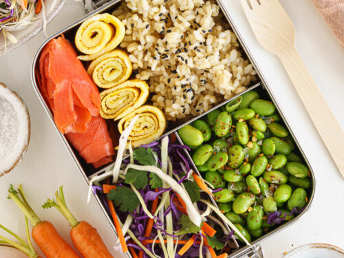 Healthy Bento Box Lunch - Brown Rice Pasta Salad 