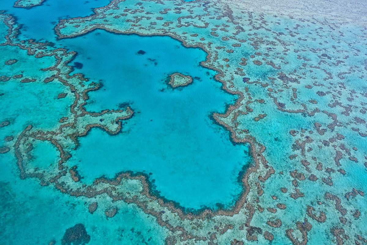 Aerial view of the Great Barrier Reef in Australia