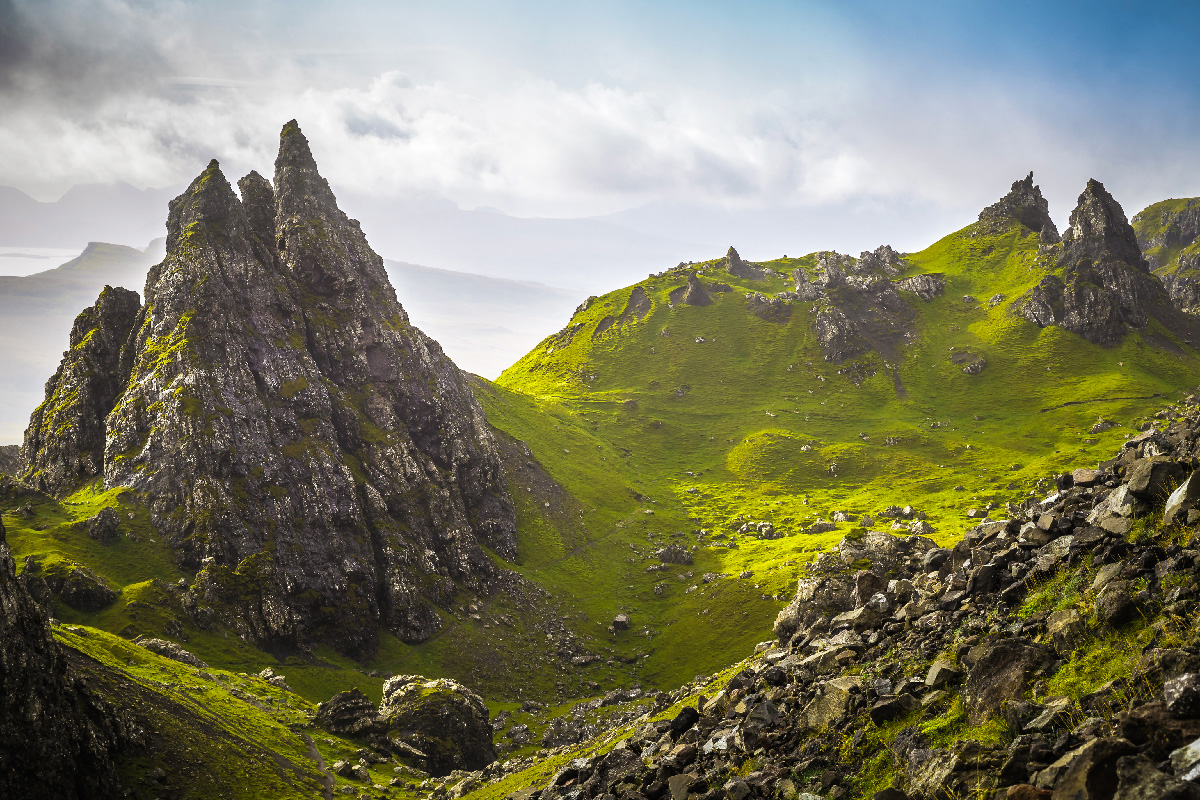 The ancient rocks of Old Man of Storr on the Isle of Skye