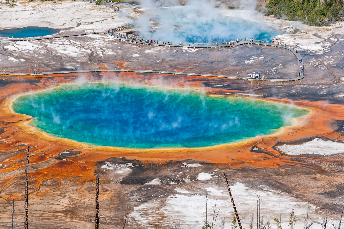 The famous Grand Prismatic Spring in Yellowstone National Park