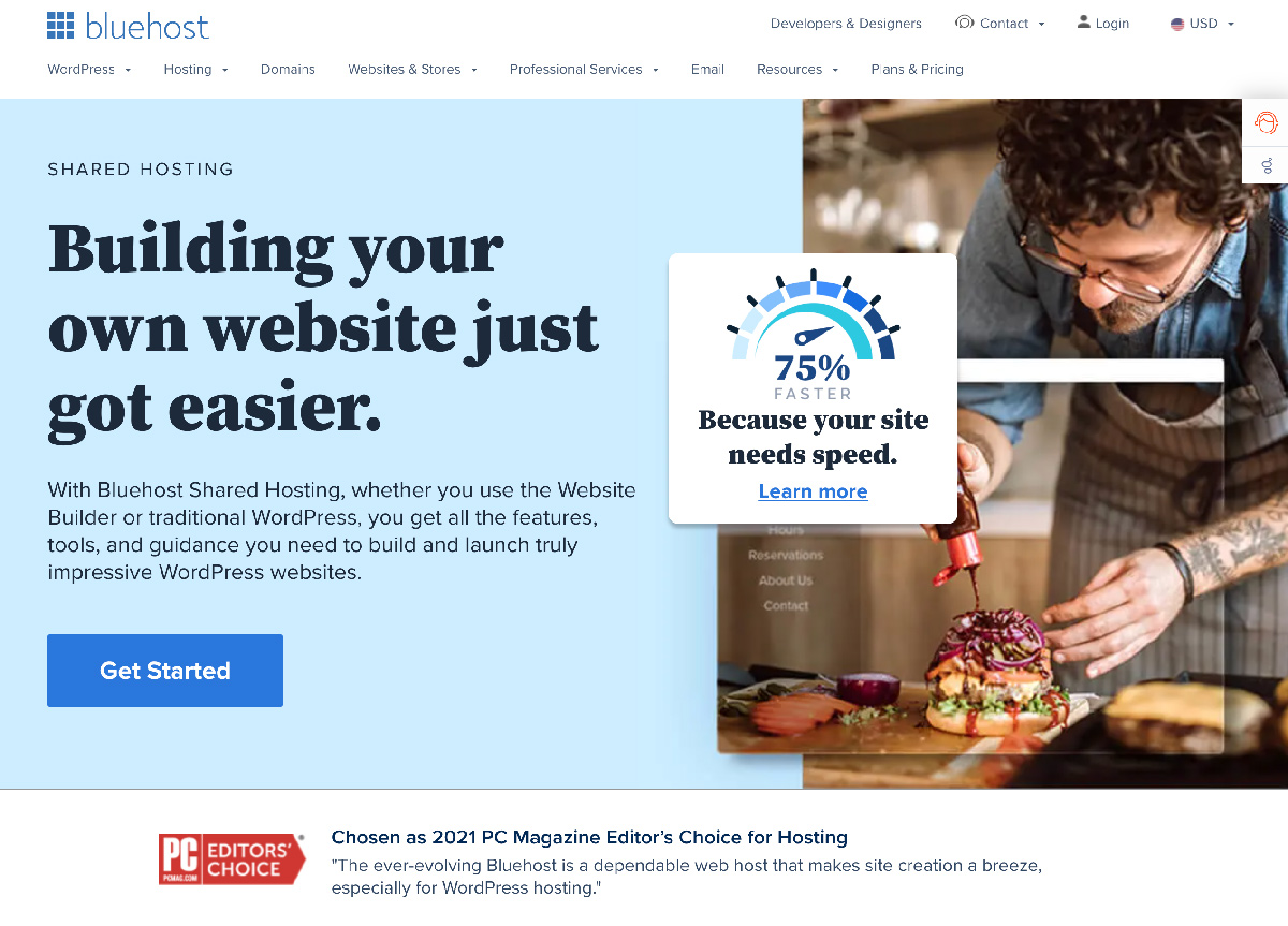 Bluehost homepage