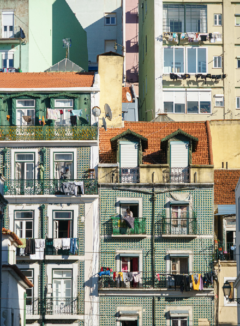 Beautiful colorful buildings in the Alfama District