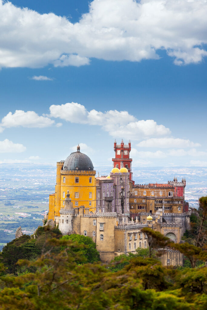 A view of the colorful Pena National Palace in Sintra